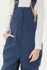 Girls’ Navy Blue Waterproof Reflective Durable Snow Bibs